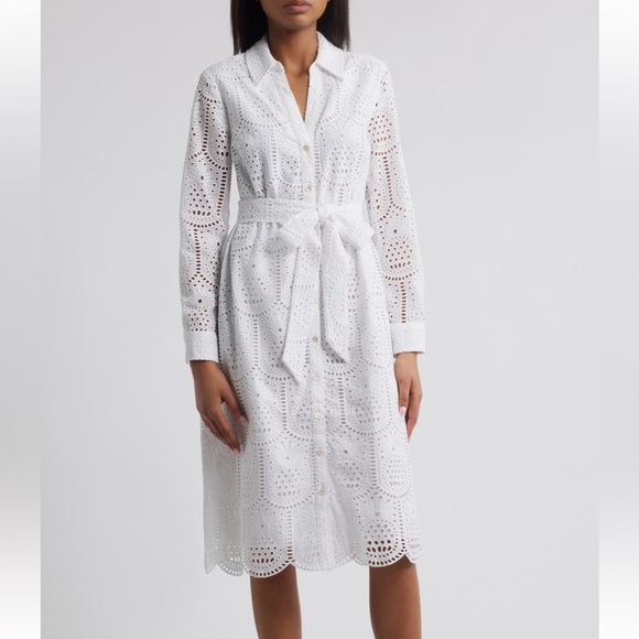 NWT Lilly Pulitzer White Long Sleeve Eyelet Dress - Picture 2 of 8